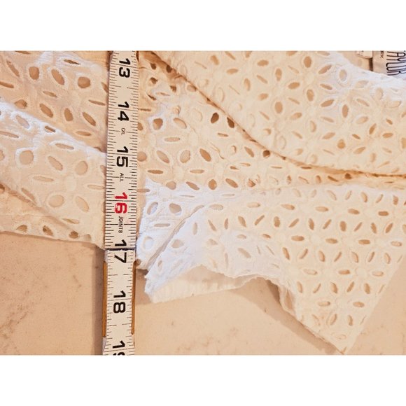 Julian Taylor vintage dress size 12 faux wrap wrap collar eyelet white pockets - Picture 12 of 16